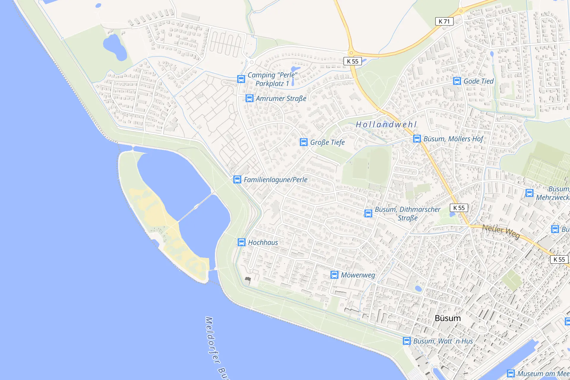 Karte: Lage des Strandnest Büsum am Blauort 1 in 25761 Büsum-Nordseebad